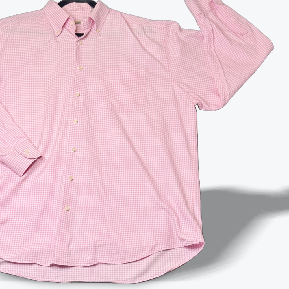 Peter Millar Long Sleeve Button Down Shirt XL‎ Mens Gingham Pink White